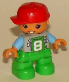 LEGO 47205pb054 Duplo Figure Lego Ville, Child Boy, Bright Green Legs, Light Bluish Gray Top with 
