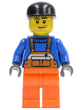 LEGO air033 Overalls with Safety Stripe Orange, Orange Legs, Black Cap, Smirk and Stubble Beard