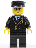 LEGO air042 Airport - Pilot with Red Tie and 6 Buttons, Black Legs, Black Hat, Orange Sunglasses
