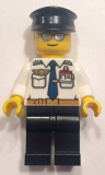 LEGO air049 Airport - Pilot, White Shirt with Dark Blue Tie, Belt and ID Badge, Black Legs, Black Hat