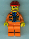 LEGO cty0015 Construction Foreman - Orange Jacket with Blue Shirt, Dark Blue Tie, Red Construction Helmet