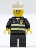 LEGO cty0044 Fire - Reflective Stripes, Black Legs, White Fire Helmet, Angry Eyebrows