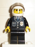 LEGO cty0092 Police - City Suit with Blue Tie and Badge, Black Legs, White Helmet, Tran-Black Visor, Smile