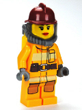 LEGO cty0304 Fire - Bright Light Orange Fire Suit with Utility Belt, Dark Red Fire Helmet, Yellow Airtanks, Red Lips