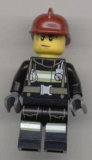 LEGO cty0351 Fire - Reflective Stripes with Utility Belt, Dark Red Fire Helmet, Sweat Drops