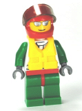 LEGO cty0373 Octan - Jacket with Red and Green Stripe, Red Hips and Green Legs, Red Helmet, Trans-Black Visor, Silver Sunglasses, Life Jacket Center Buckle