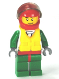 LEGO cty0374 Octan - Jacket with Red and Green Stripe, Red Hips and Green Legs, Red Helmet, Trans-Black Visor, Smirk and Stubble Beard, Life Jacket Center Buckle