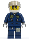 LEGO cty0383 Forest Police - Helicopter Pilot, Dark Blue Flight Suit with Badge, Helmet, Black and Silver Sunglasses, NO Eyebrows