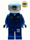 LEGO cty0383a Forest Police - Helicopter Pilot, Dark Blue Flight Suit with Badge, Helmet, Black and Silver Sunglasses, Black Eyebrows