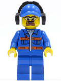 LEGO cty0401 Blue Jacket with Pockets and Orange Stripes, Blue Legs, Blue Cap with Hole, Headphones, Safety Goggles