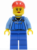 LEGO cty0402 Overalls with Tools in Pocket Blue, Red Short Bill Cap, Eyelashes and Red Lips