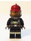 LEGO cty0524 Fire - Reflective Stripes with Utility Belt, Dark Red Fire Helmet, Breathing Neck Gear with Airtanks, Crooked Smile and Scar