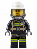 LEGO cty0637 Fire - Reflective Stripes with Utility Belt, White Fire Helmet, Breathing Neck Gear with Airtanks, Trans Black Visor, Sweat Drops