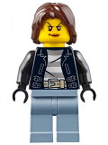 LEGO cty0645 Police - City Bandit Crook Female, Sand Blue Legs, Dark Brown Mid-Length Tousled Hair