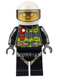 LEGO cty0670 Fire - Reflective Stripes with Utility Belt and Flashlight, White Helmet, Trans-Black Visor, Silver Sunglasses