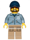 LEGO cty0887 Mountain Police - Officer Male, Beard, Dark Blue Cap, Sand Blue Jacket