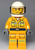 LEGO cty0968 Fire - Reflective Stripes, Bright Light Orange Suit, White Helmet, Scowl