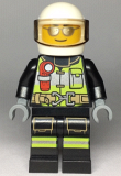 LEGO cty0972 Fire - Reflective Stripes, Black Suit, White Helmet, Silver Sunglasses