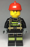 LEGO cty0975 Fire - Reflective Stripes with Utility Belt, Red Fire Helmet, Lopsided Smile