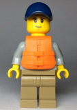 LEGO cty0987 Kayaker, Dark Blue Cap, Orange 2 Strap Life Jacket
