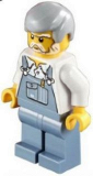 LEGO hol032 Overalls Sand Blue, Sand Blue Legs, Light Bluish Gray Male Hair, White Beard