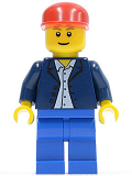 LEGO twn035 Dark Blue Jacket, Light Blue Shirt, Blue Legs, Red Cap